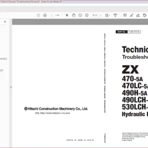 Hitachi 470-5A 470LC-5A 490H-5A 490LCH-5A 530LCH-5A Hydraulic Excavator Troubleshooting Manual - PDF DOWNLOAD