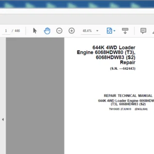John Deere 644K 4WD Loader Engine 6068HDW80 (T3) 6068HDW83 (S2) Repair Technical Manual (TM10695) - PDF Download