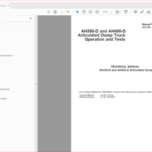 Hitachi AH350-D AH400-D Articulated Dump Truck Technical Manual - PDF DOWNLOAD