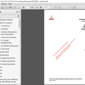 Hitachi Deutz D2.9L4 TD2.9L4 TCD2.9L4 Workshop Manual (0312 3982) - PDF Download
