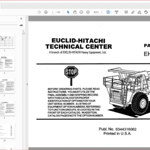 Hitachi EH1700 350 HD Dump Truck Parts Manual - PDF DOWNLOAD