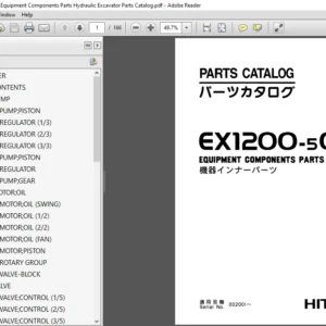 Hitachi EX1200-5C Hydraulic Excavator Equipment Components Parts Catalog Manual (Pl8E-El-2) - PDF Download