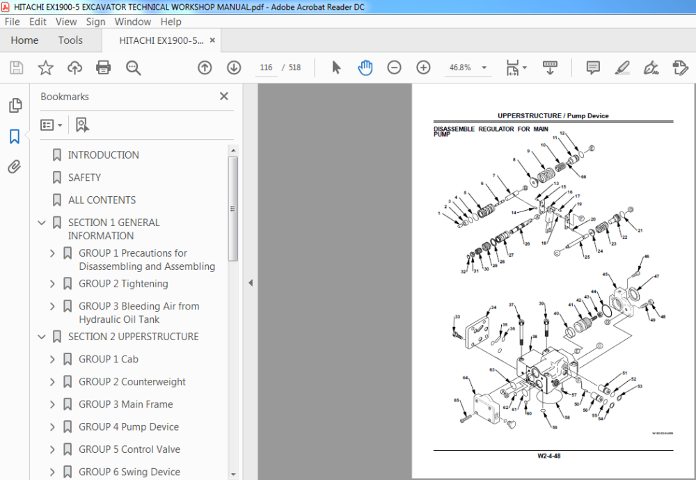 Hitachi EX1900-5 Excavator Technical Workshop Manual - PDF Download ...