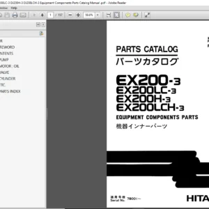 Hitachi EX200-3 EX200LC-3 EX200H-3 EX200LCH-3 Equipment Components Parts Catalog Manual -  PDF DOWNLOAD