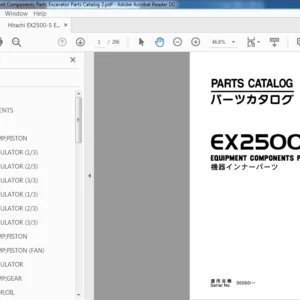 Hitachi EX2500-5 Excavator Equipment Components Parts Catalog Manual (PI86-EI-2) - PDF Download