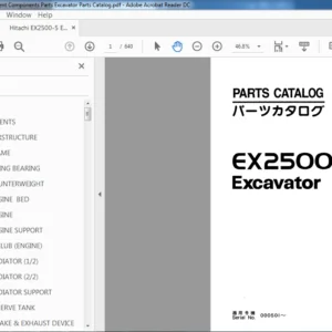 Hitachi EX2500-5 Equipment Components Parts Excavator Parts Catalog Manual (PI86-I-2) - PDF Download