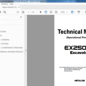 Hitachi EX2500-5 Excavator Technical Operational Principle Manual (TO141-E-01) - PDF Download