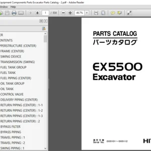 Hitachi EX5500-5 Equipment Components Parts Excacator Parts Catalog Manual (PI8A-I-3) - PDF Download