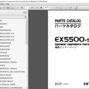 Hitachi EX5500-5 Excavator Equipment Components Parts Catalog Manual (PI8B-EI-2) - PDF Download