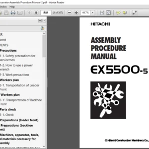 Hitachi EX5500-5 Excavator Assembly Procedure Manual (KO-288-00) - PDF Download
