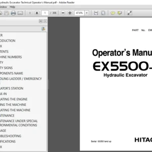 Hitachi EX5500-5 Hydraulic Excavator Technical Operator's Manual (EM18B-1-1) - PDF Download