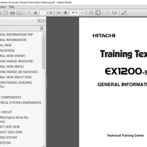 Hitachi Ex1200-5 Hydraulic Excavator General Information Manual (TTLA-0569-EX) - PDF Download