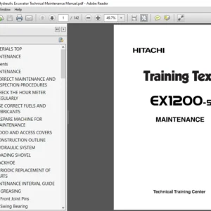 Hitachi Ex1200-5 Hydraulic Excavator Technical Maintenance Manual (TTLA-0434-EX) - PDF Download