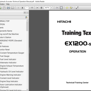 Hitachi Ex1200-5 Hydraulic Excavator Technical Operation Manual (TTLA-0433-EX) - PDF Download