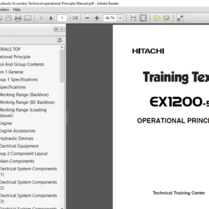 Hitachi Ex1200-5 Hydraulic Excavator Technical operational Principle Manual (TTLA-432-EX) - PDF Download