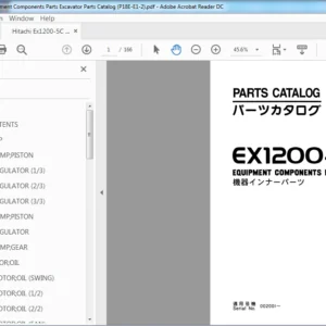 Hitachi Ex1200-5C Excavator Equipment Components Parts Catalog Manual (P18E-E1-2) - PDF Download