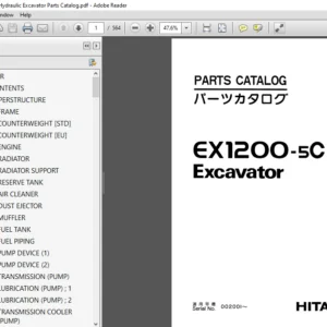 Hitachi Ex1200-5C Hydraulic Excavator Parts Catalog Manual (PI8E-2-IA) - PDF Download