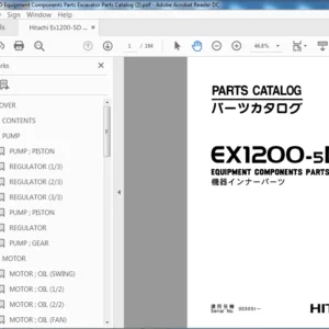 Hitachi Ex1200-5D Excavator Equipment Components Parts Catalog Manual (PI8F-EI-I) - PDF Download