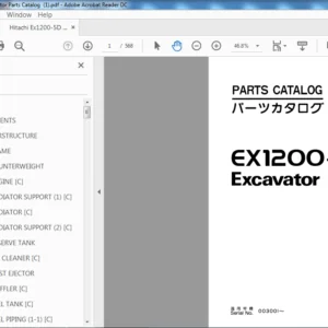 Hitachi Ex1200-5D Excavator Parts Catalog Manual (PI8F-I-I) - PDF Download