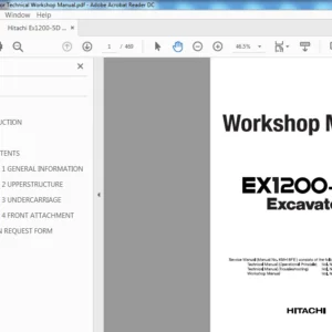 Hitachi Ex1200-5D Excavator Technical Workshop Manual (W18F-E-00) - PDF Download
