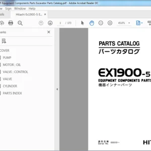 Hitachi Ex1900-5 Excavator Equipment Components Parts Catalog Manual (Pl8C-El-I) - PDF Download