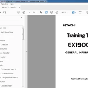 Hitachi Ex1900-5 Excavator General Information Training Text Manual (TTLA-0598-EX) - PDF Download