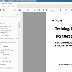Hitachi Ex1900-5 Excavator Technical Troubleshooting Manual (TTLA-0596-EX) - PDF Download