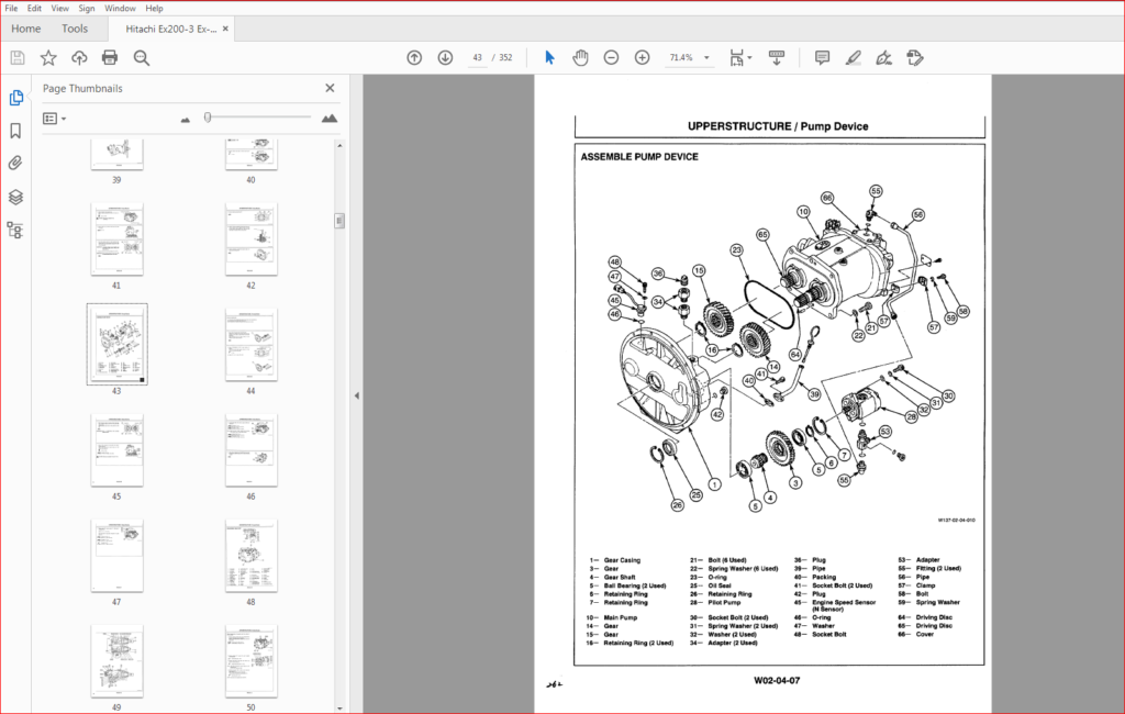 Hitachi Ex200-3 Ex-200LC-3 Ex200LCH-3 Excavator Workshop Manual - PDF ...