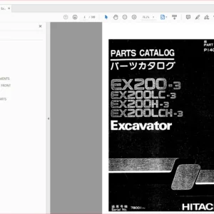 Hitachi Ex200-3 Ex200LC-3 Ex200H-3 Ex200LCH Excavator Parts Catalog Manual - PDF DOWNLOAD
