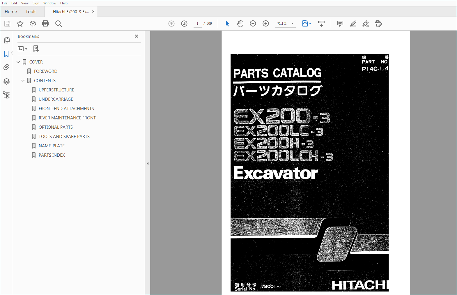 Hitachi Ex200-3 Ex200LC-3 Ex200H-3 Ex200LCH Excavator Parts Catalog Sns-Brigh10