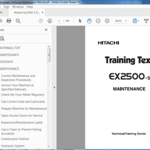 Hitachi Ex2500-5 Excavator Technical Maintenance Manual (TTLA-449-EX) - PDF Download