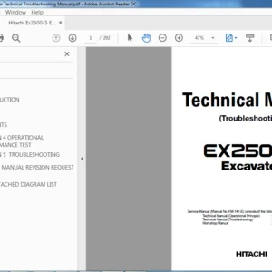Hitachi Ex2500-5 Excavator Technical Troubleshooting Manual (TT141-E-01) - PDF Download