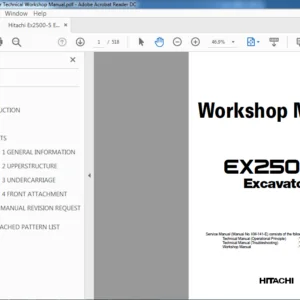 Hitachi Ex2500-5 Excavator Technical Workshop Manual (W141-E-01) - PDF Download