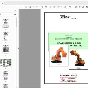 Hitachi Ex2500 & Ex3600 Excavator Technical Operations Manual - PDF DOWNLOAD