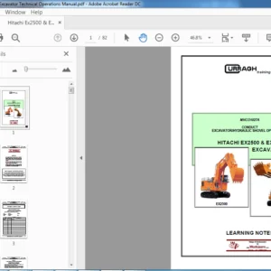 Hitachi EX2500 & EX3600 Excavator Technical Operations Manual (MNCO1027A) - PDF Download