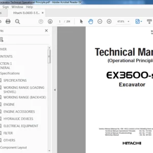 Hitachi Ex3600-5 Excavator Technical Operational Principle Manual (TO146E-01) - PDF Download