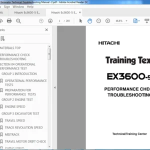 Hitachi Ex3600-5 Excavator Technical Troubleshooting Manual (TTLA-0438-EX) - PDF Download