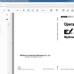 Hitachi Ex3600-6 Hydraulic Excavator Technical Operator's Manual (EM18M-1-1T) - PDF Download