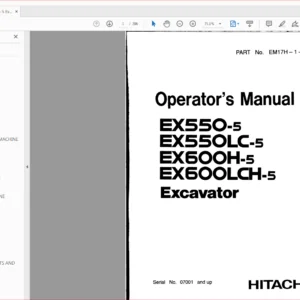 Hitachi Ex550-5 Ex550LC-5 Ex600H-5 Ex600LCH-5 Excavator Technical Operator 's Manual - PDF DOWNLOAD