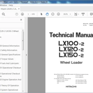 Hitachi LX100-2 LX120-2 LX150-2 Wheel Loader Technical Manual (KM-482E) - PDF Download