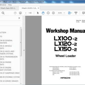 Hitachi LX100-2 LX120-2 LX150-2 Wheel Loader Workshop Manual (W482E-02) - PDF Download