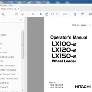 Hitachi LX100-2 LX120-2 Lx150-2 Wheel Loader Operator's Manual (EM42D -1-1) - PDF Download