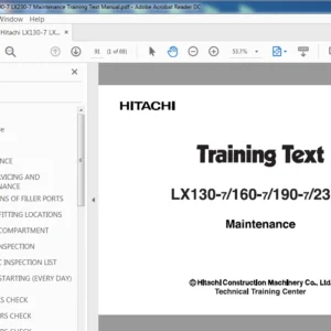 Hitachi LX130-7 LX160-7 LX190-7 LX230-7 Maintenance Training Text Manual (TTLA-0490-LX) - PDF Download
