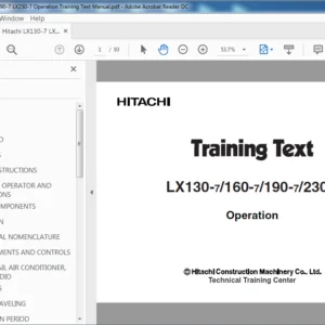 Hitachi LX130-7 LX160-7 LX190-7 LX230-7 Operation Training Text Manual (TTLA-0489-LX) - PDF Download