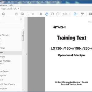 Hitachi LX130-7 LX160-7 LX190-7 LX230-7 Operational Principle Training Text Manual (TTLA-0488-LX) - PDF Download