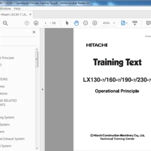 Hitachi LX130-7 LX160-7 LX190-7 LX230-7 Operational Principle Training Text Manual (TTLA-0488-LX) - PDF Download