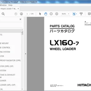 Hitachi LX160-7 Wheel Loader Parts Catalog Manual (PW-667B(H)) - PDF Download