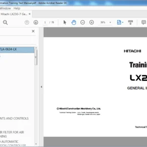 Hitachi LX230-7 General Information Training Text Manual (TTLA-0634 -LX) - PDF Download