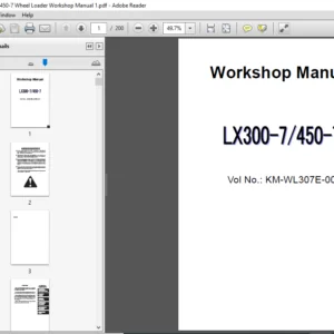 Hitachi LX300-7 LX450-7 Wheel Loader Workshop Manual (KM-WL307E-00)  - PDF Download