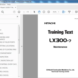 Hitachi LX300-7 Maintenance Training Text Manual (TTLA-0519-LX) - PDF Download